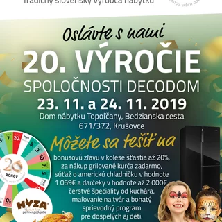POZVÁNKA na oslavu 20. výročia spoločnosti DECODOM