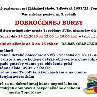 ZŠ TRIBEČSKÁ - BURZA DETSKÉHO OBLEČENIA